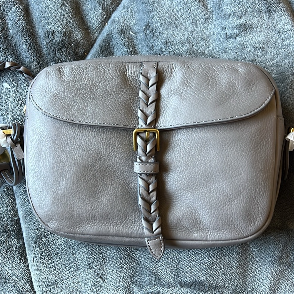 Fossil Taupe Crossbody Bag with Braided Detail